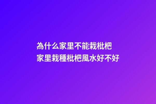 為什么家里不能栽枇杷 家里栽種枇杷風水好不好